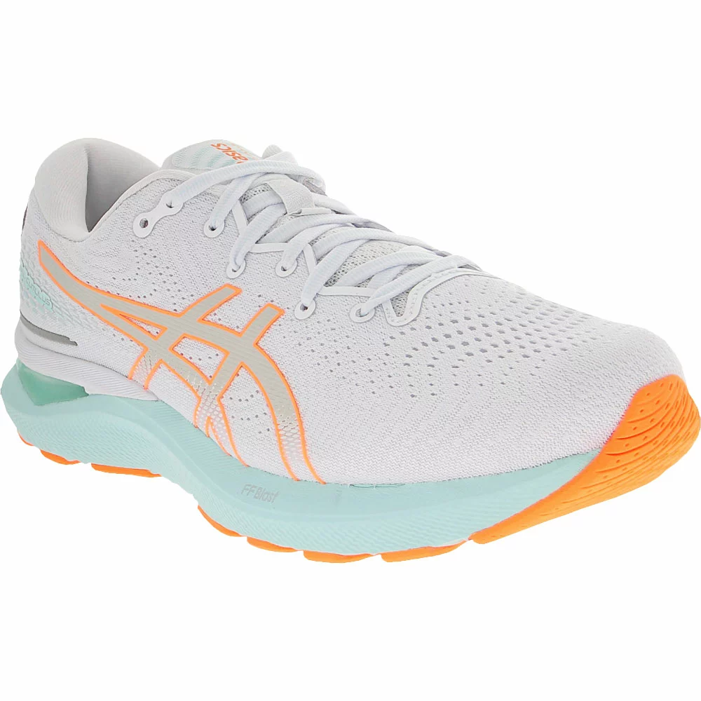 ASICS Gel Cumulus 24 Running Shoes - Womens White Orange Pop - Image 2
