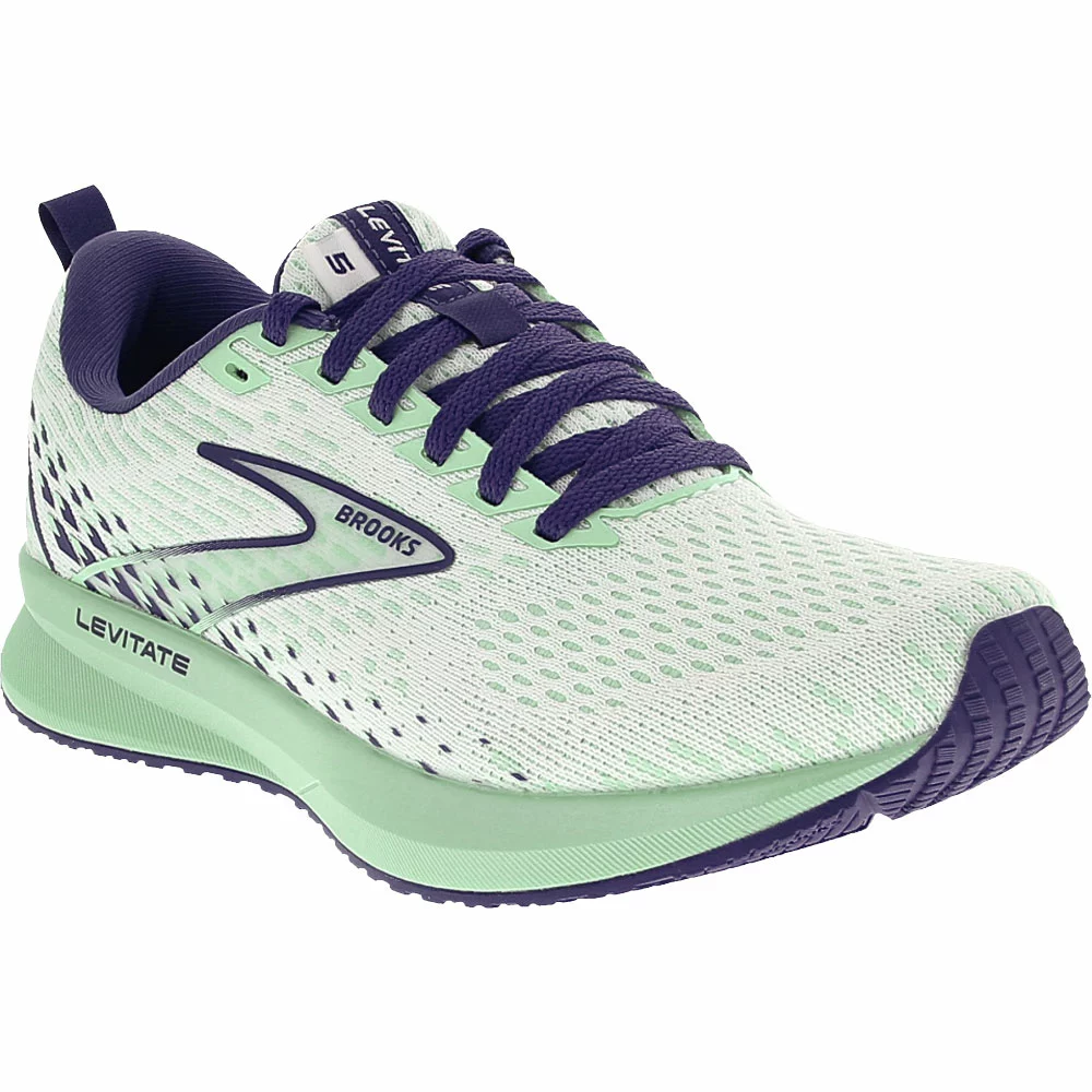 Brooks Levitate 5 Running Shoes - Womens White Navy - Image 2