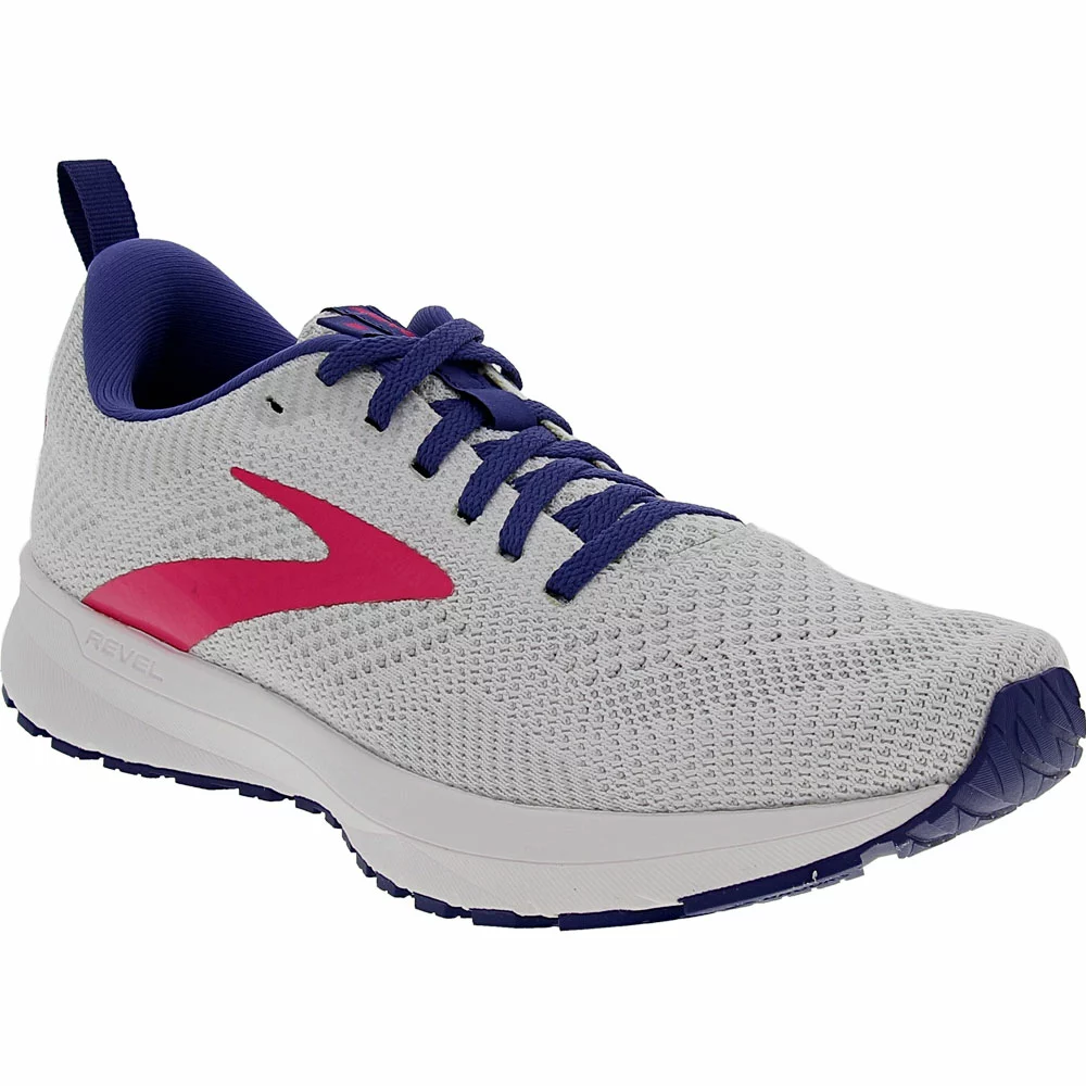 Brooks Revel 5 Running Shoes - Womens White Navy Pink - Image 2