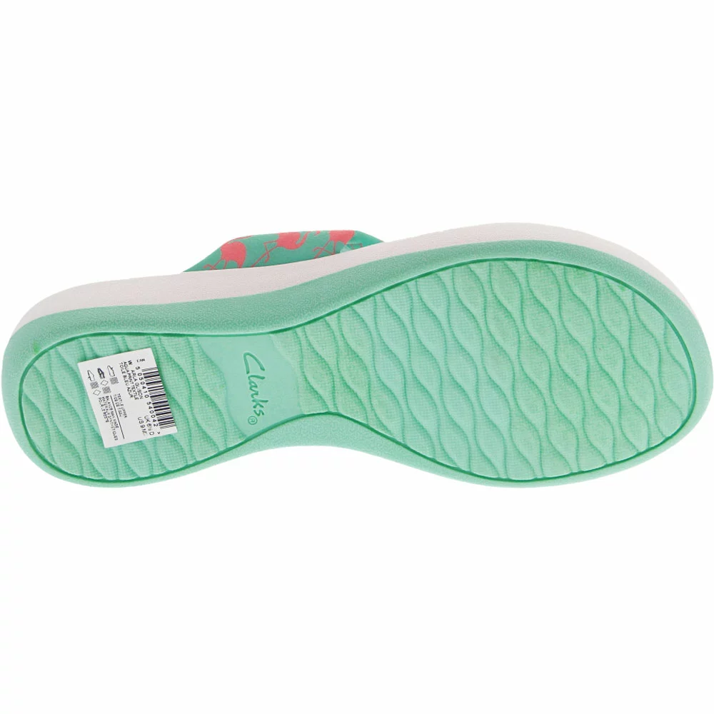Clarks Arla Glison Flip Flops - Womens Aqua Textile Pink Flamingos - Image 4