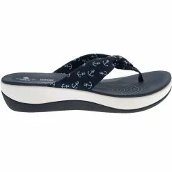 Clarks Arla Glison Flip Flops - Womens Navy Textile White Anchors