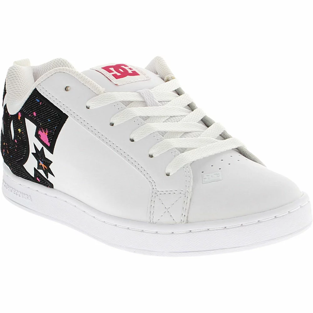 DC Shoes Court Graffik Skate Shoes - Womens White Black Pink - Image 2