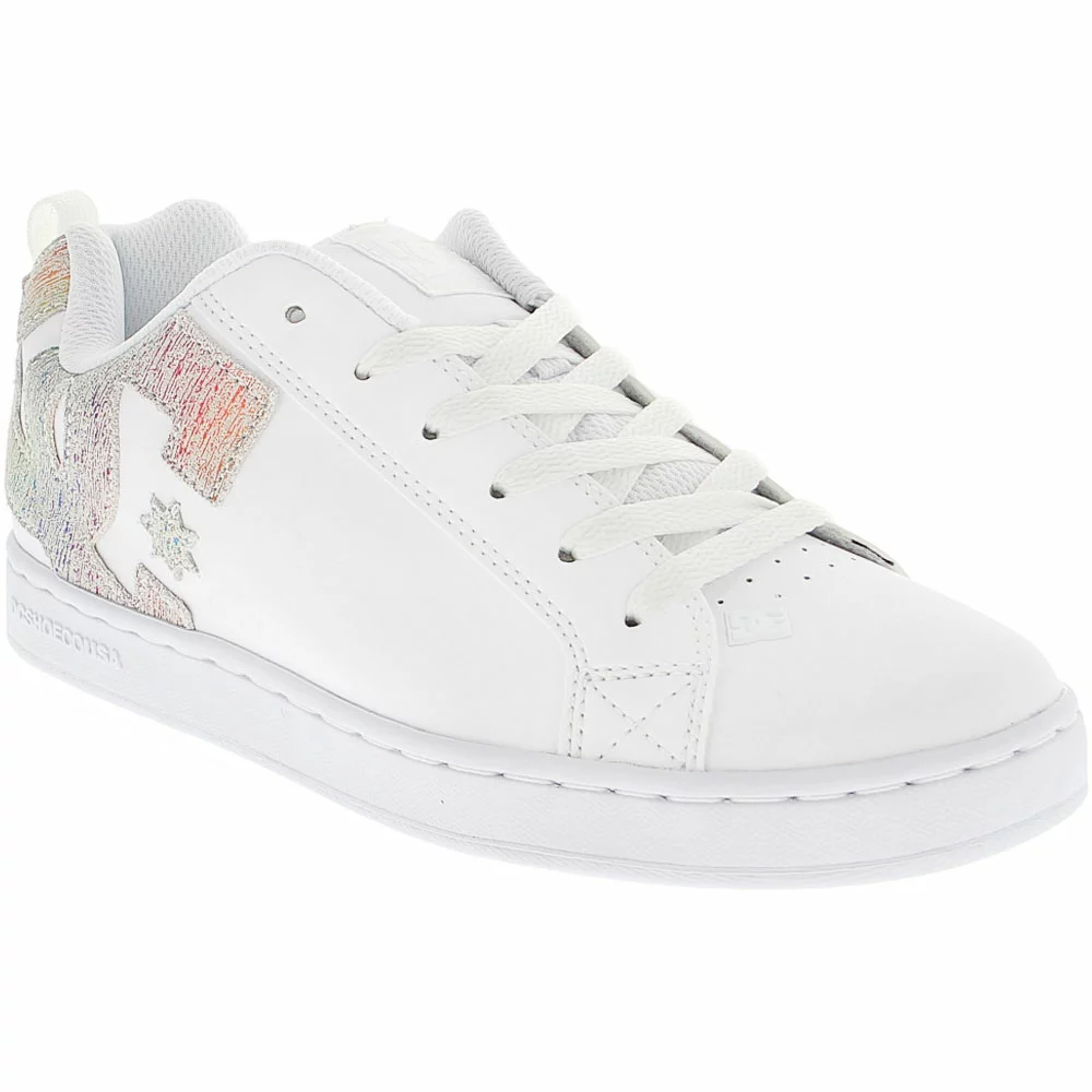 DC Shoes Court Graffik Skate Shoes - Womens White Rainbow - Image 2