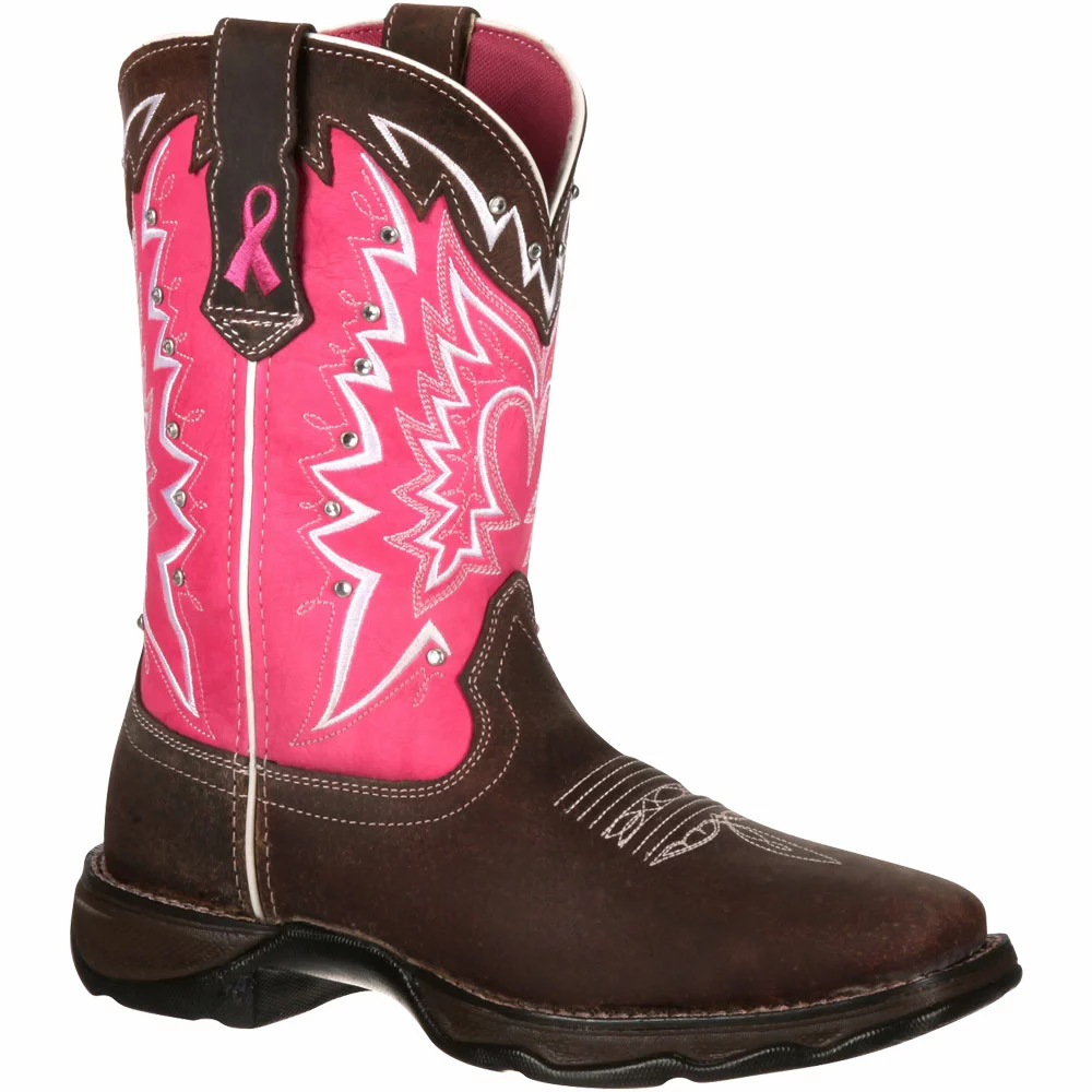Durango Boots Durango Benefiting Stefanie Spielman Womens Western Boots Dark Brown Pink - Image 2