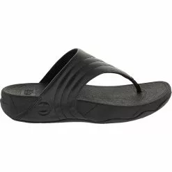 FitFlop WalkStar Leather Womens Flip Flop Sandals Black