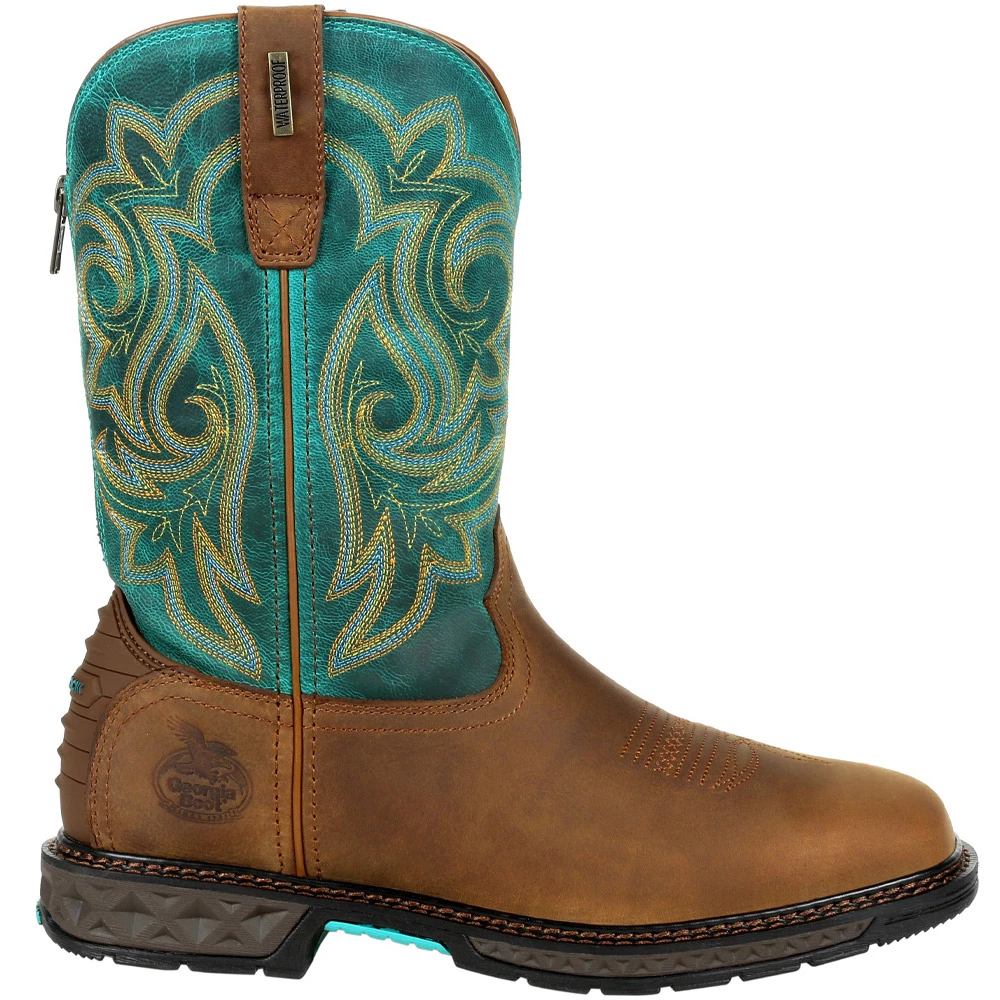 Georgia Boot Gb00386 Safety Toe Work Boots - Womens Brown Turquoise