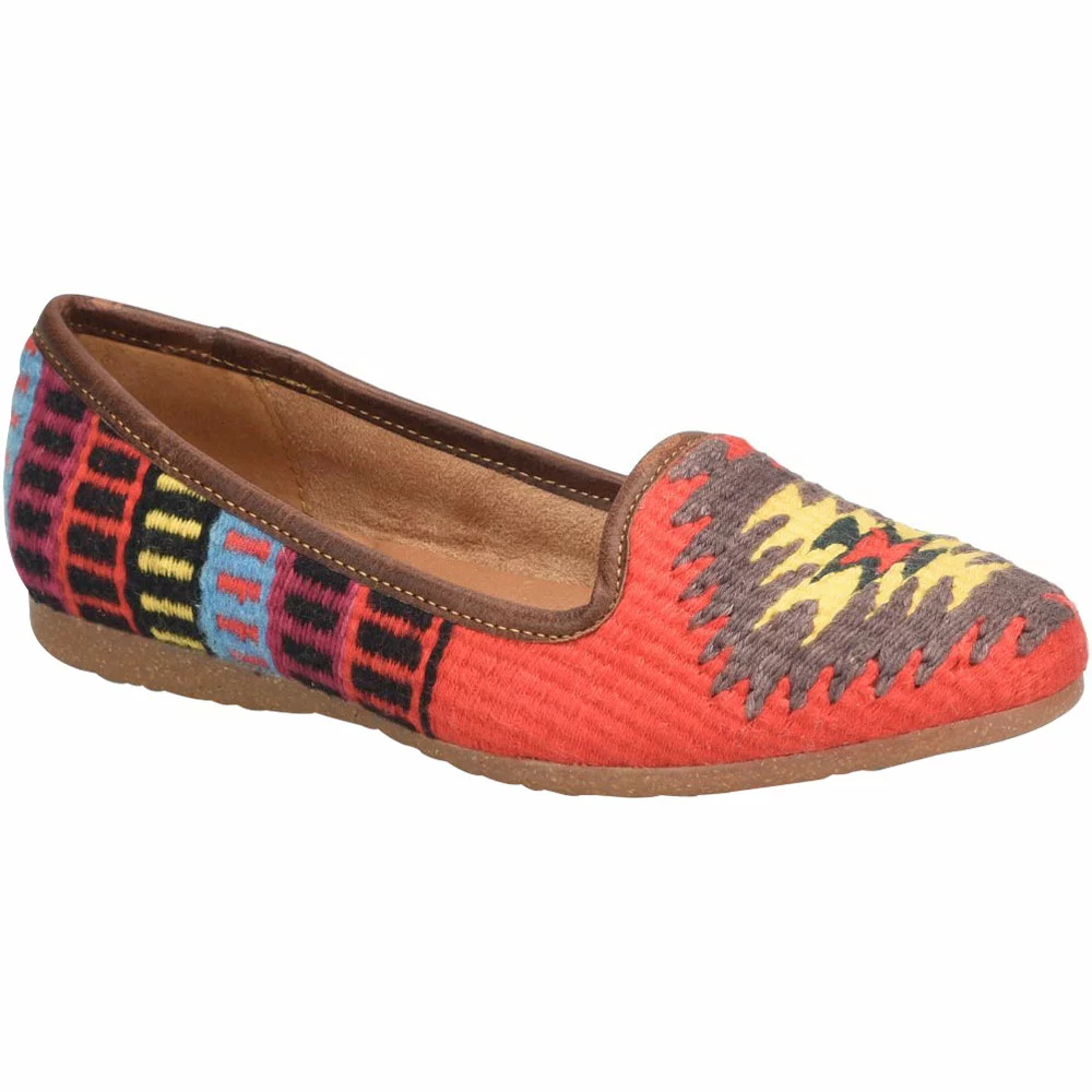Born Giselle Womens Slip On Casual Shoes Red Cotton Multi - Image 2