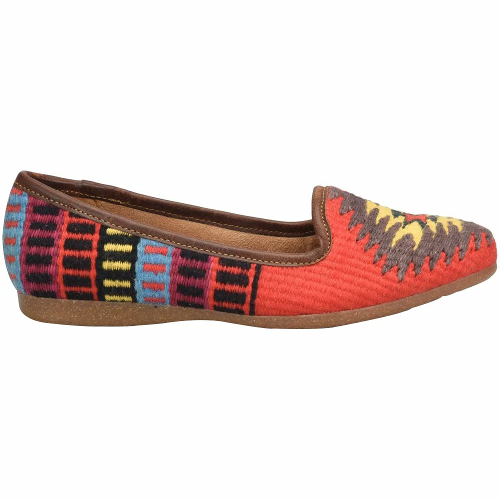 Born Giselle Womens Slip On Casual Shoes Red Cotton Multi