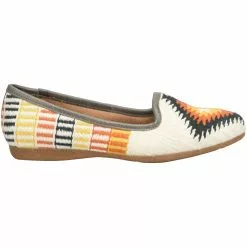 Born Giselle Womens Slip On Casual Shoes White Cotton Multi