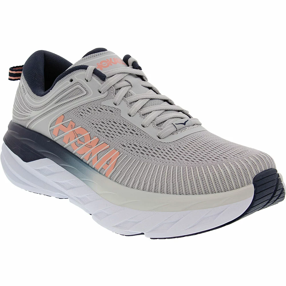 Hoka One One Bondi 7 Running Shoes - Womens Lunar Rock Black Iris - Image 2