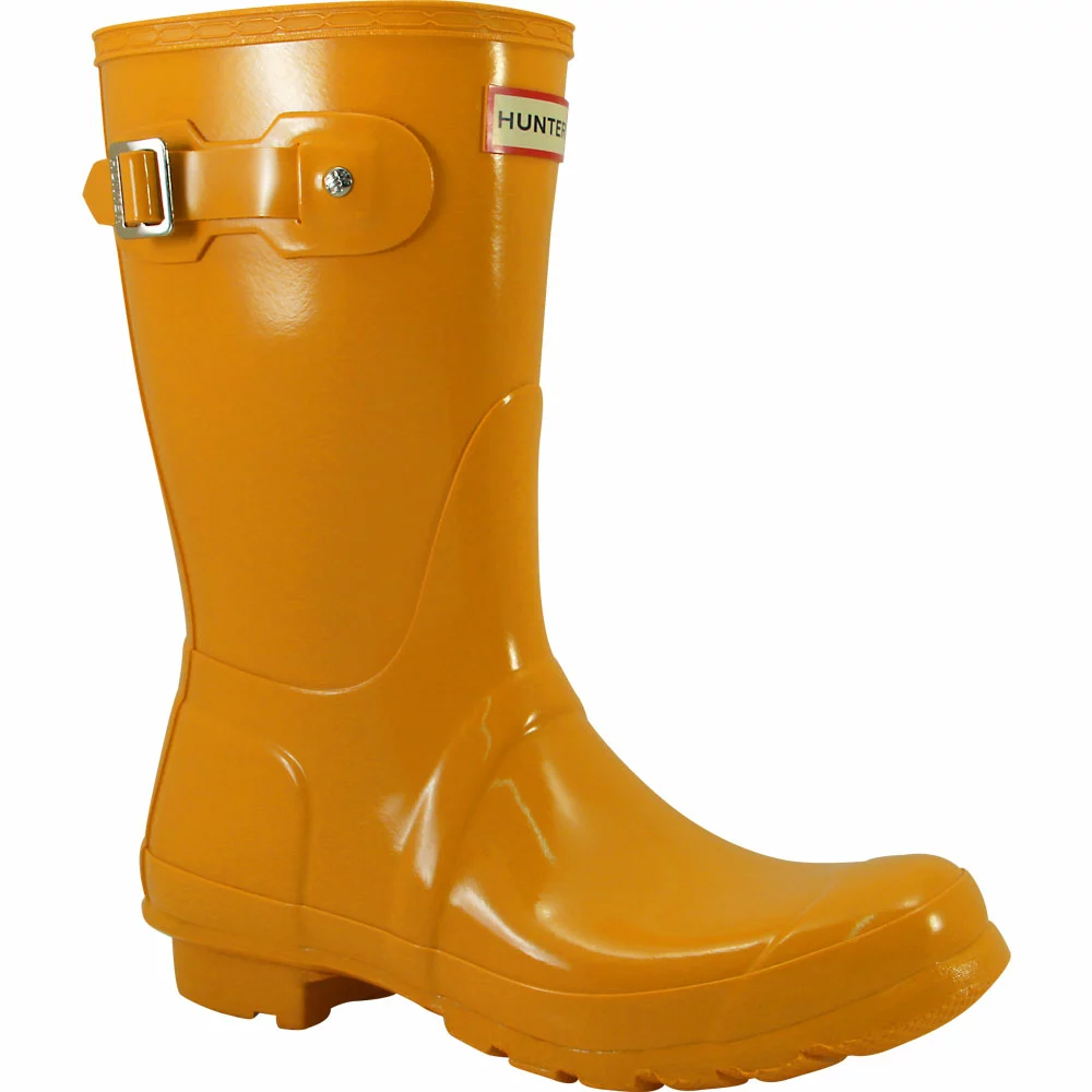 Hunter Original Short Gloss Rain Boots - Womens Yellow - Image 2