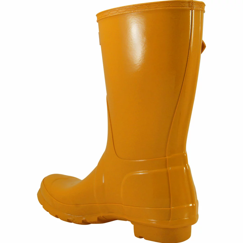 Hunter Original Short Gloss Rain Boots - Womens Yellow - Image 3