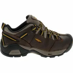 KEEN Utility Boots KEEN Utility Detroit Xt Met Lo Safety Toe Work Shoes - Womens Cascade Brown Golden Rod