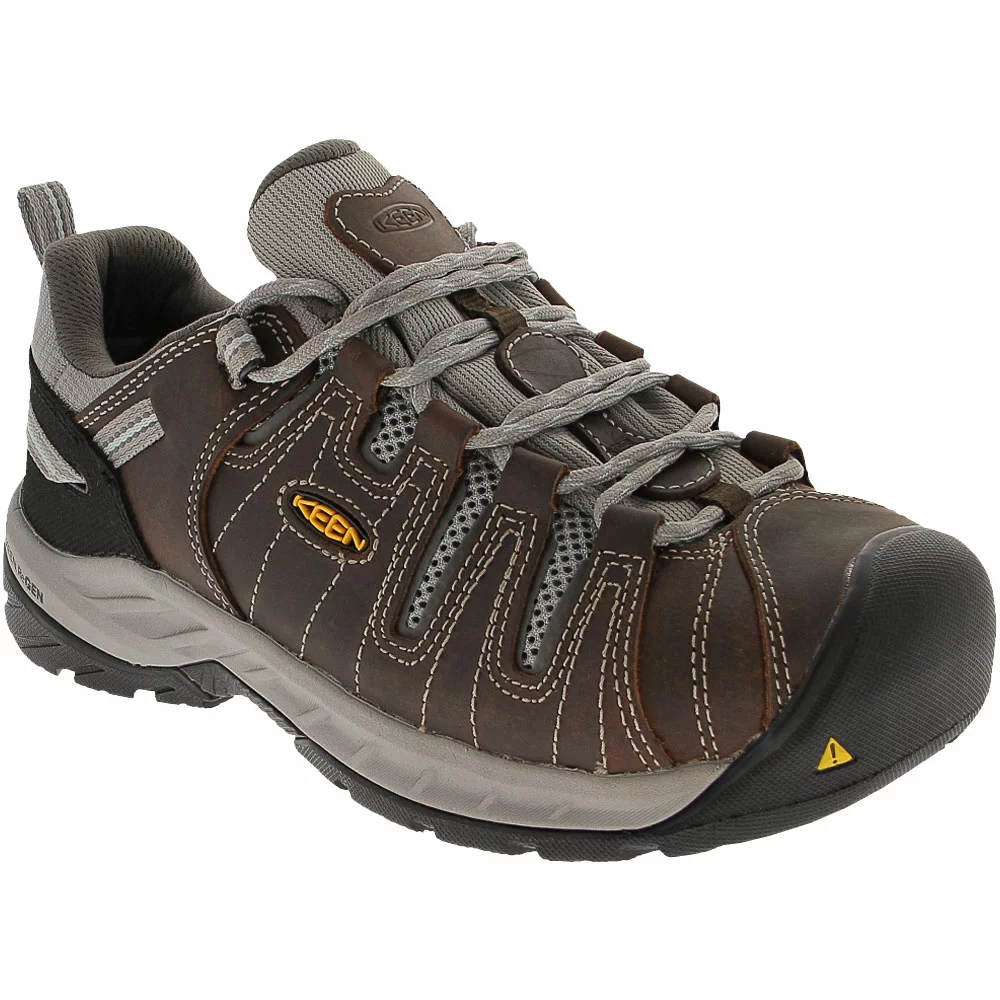 KEEN Utility Boots KEEN Utility Flint 2 Low Safety Toe Work Boots - Womens Cascade Brown Surf Spray - Image 2