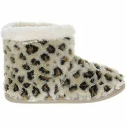 Minnetonka Moccasins Minnetonka Betty Bootie Slippers - Womens Cream Leopard