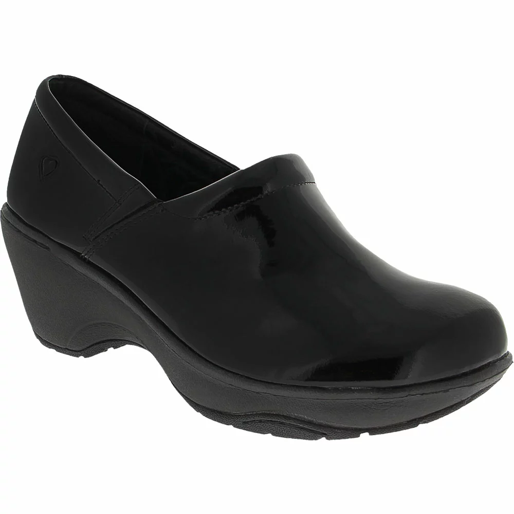 Nurse Mates Bryar Clog Patent Duty Shoes - Womens Black Crinkle Patent - Image 2