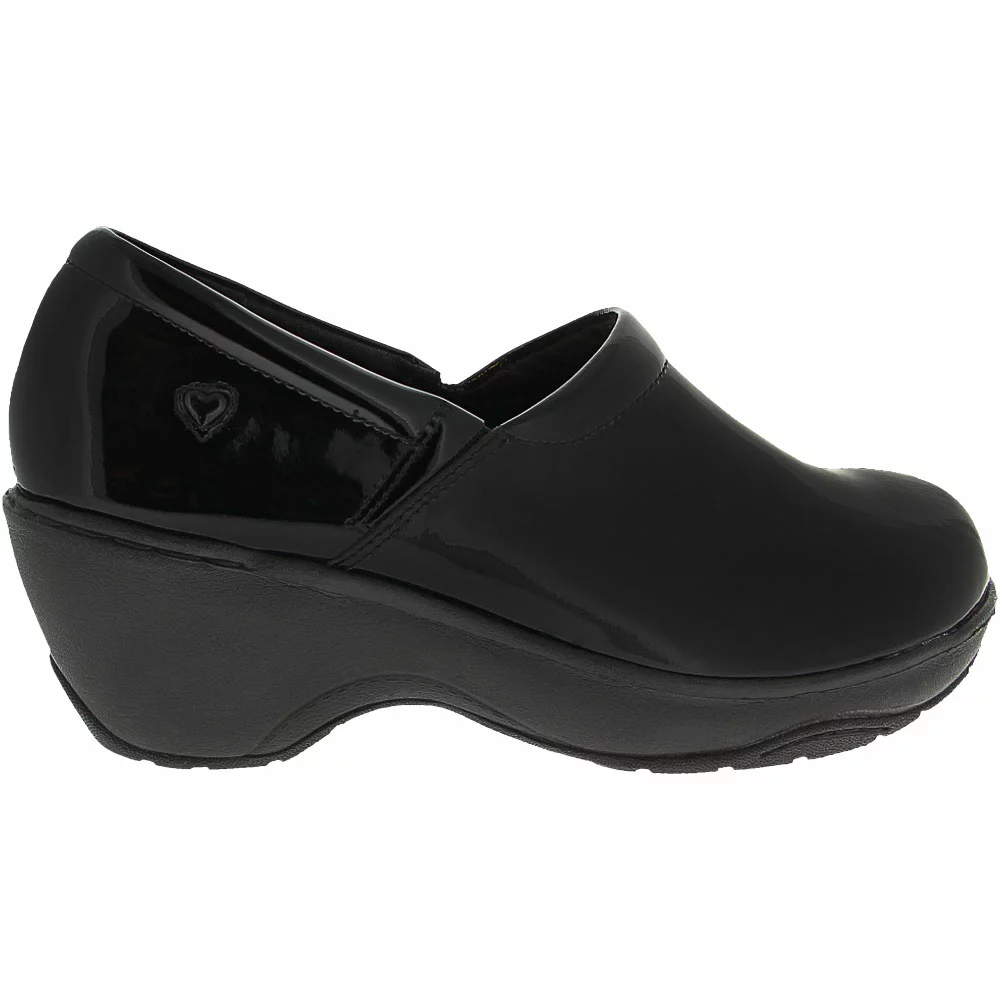 Nurse Mates Bryar Clog Patent Duty Shoes - Womens Black Crinkle Patent