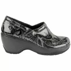 Nurse Mates Bryar Clog Patent Duty Shoes - Womens Dark Grey Paisley