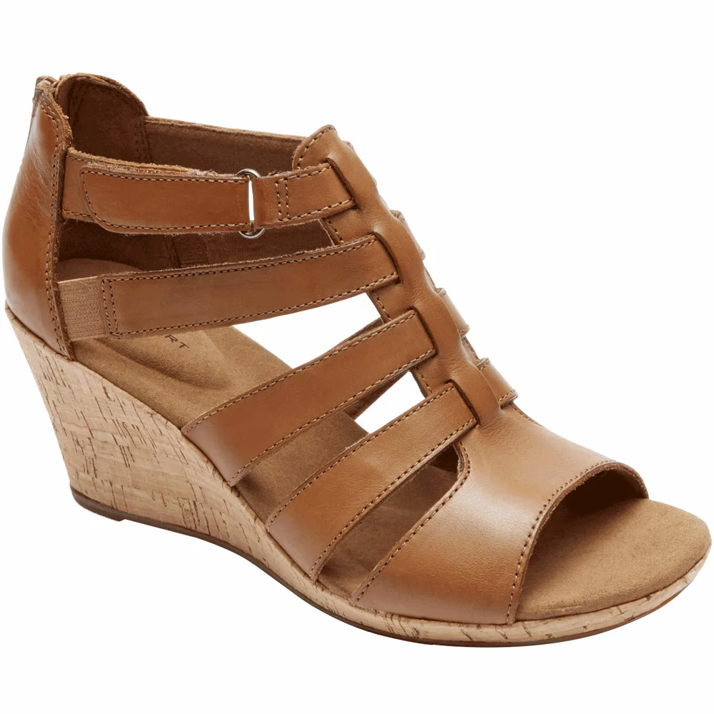 Rockport Briah Gladiator Sandals - Womens Dark Tan Leather - Image 2
