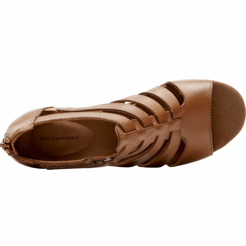 Rockport Briah Gladiator Sandals - Womens Dark Tan Leather - Image 3