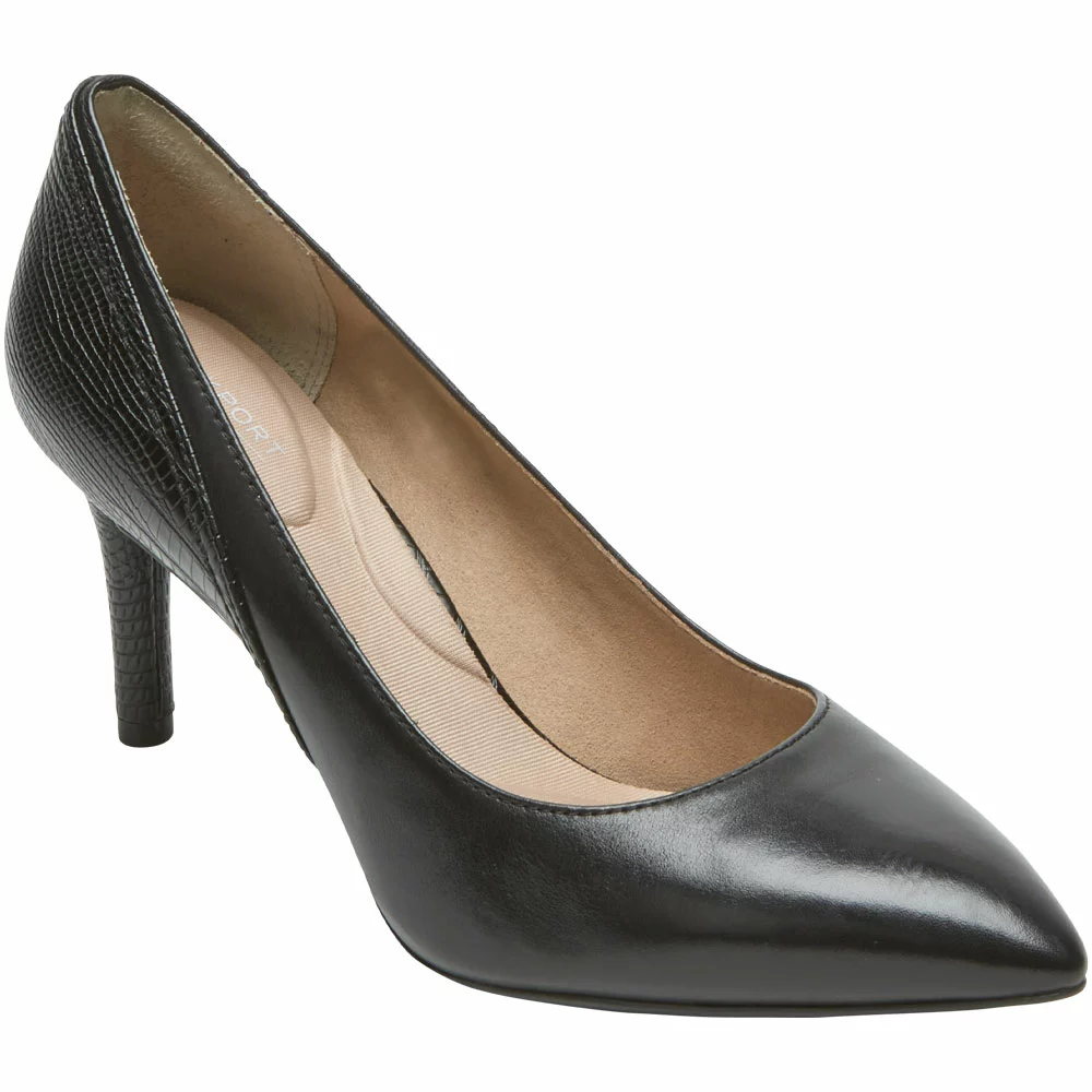 Rockport Tm 75mm Pieced Heel Dress Shoes - Womens Black Lizard - Image 2