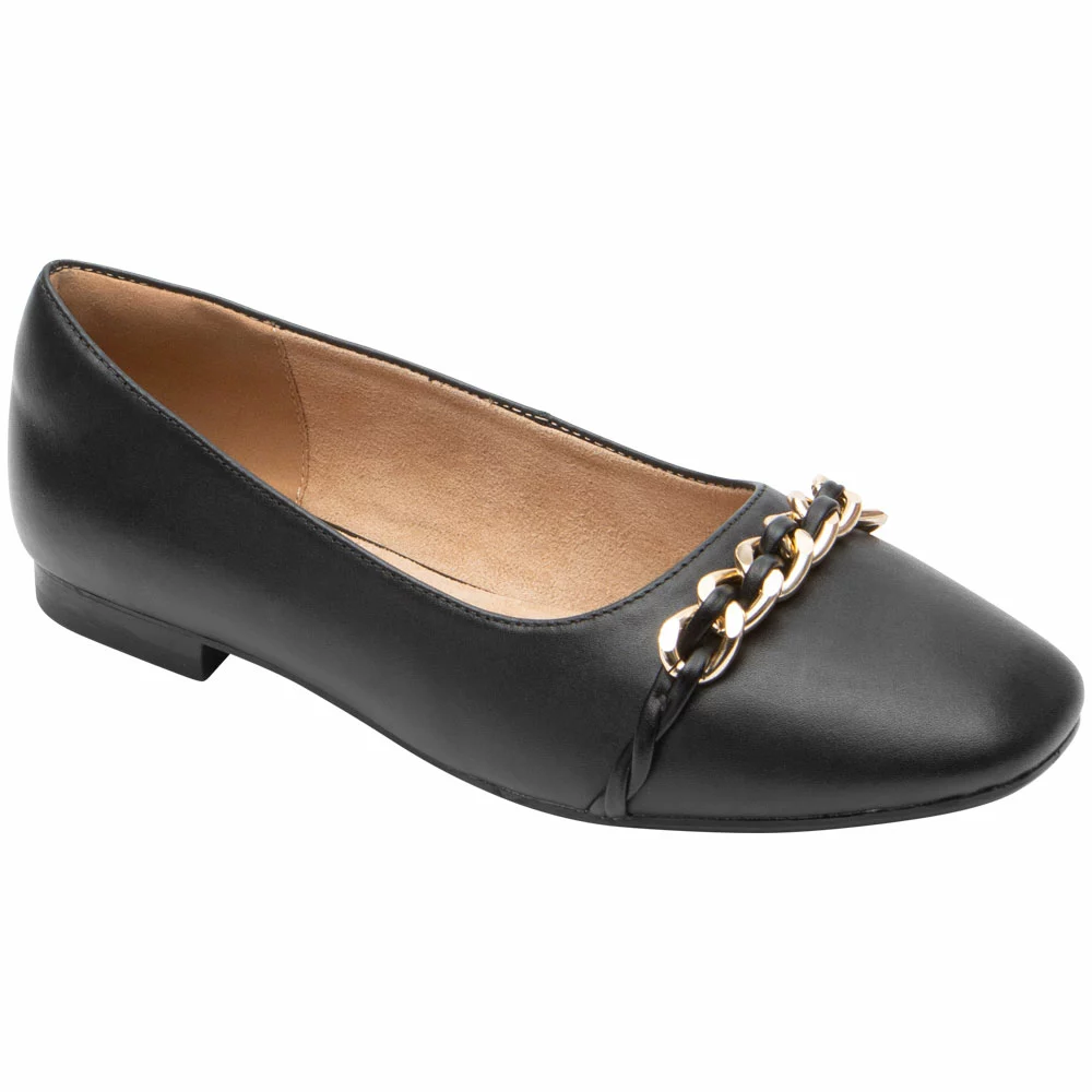 Rockport Zoie Chain Ballet Flat Slip On Casual Shoes - Womens Black - Image 2