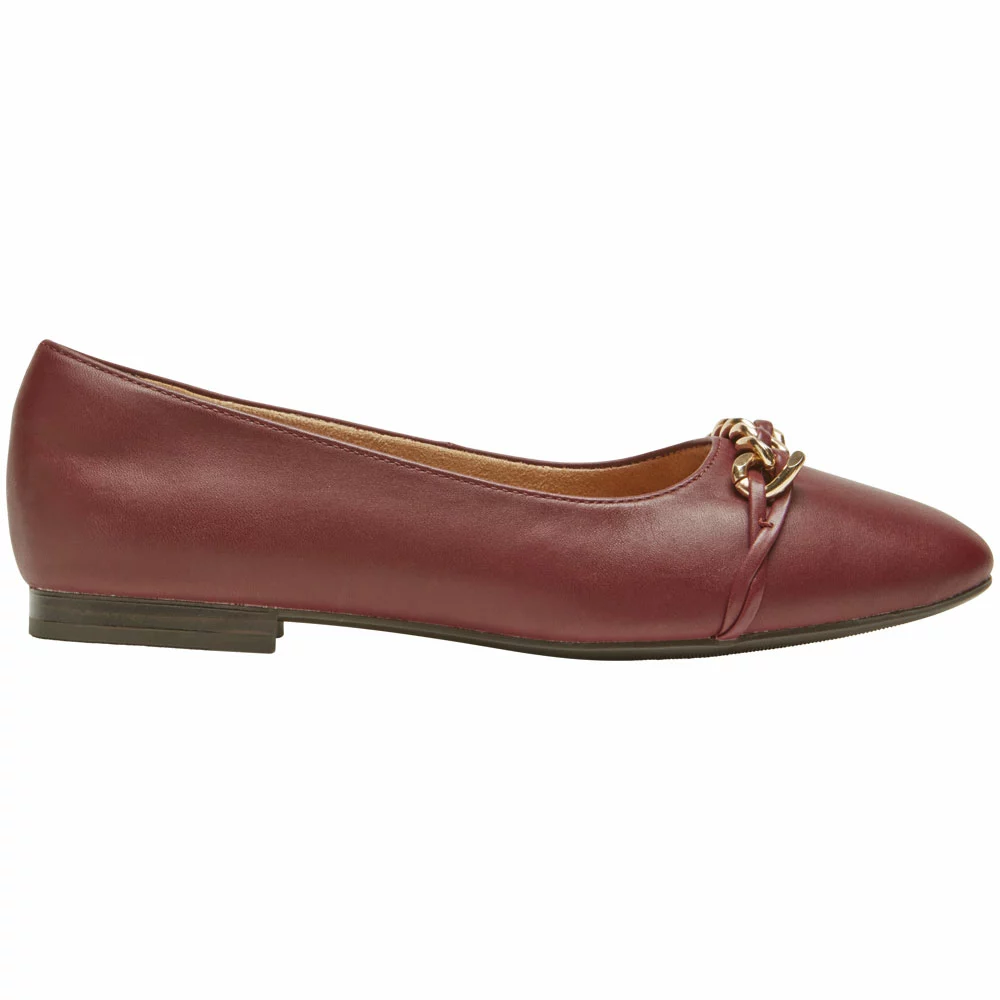 Rockport Zoie Chain Ballet Flat Slip On Casual Shoes - Womens Tawny Port