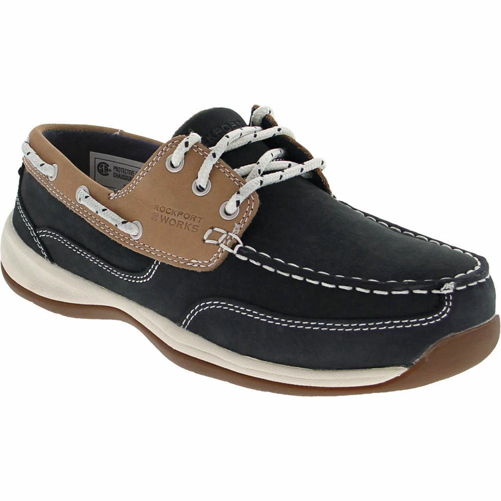 Rockport Works Boots Rockport Rk670 Safety Toe Boat Work Shoes - Womens Navy - Image 2