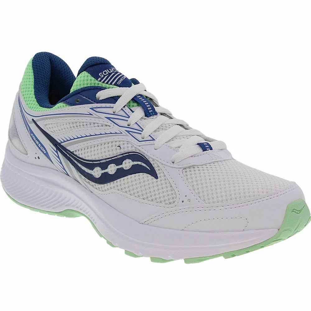 Saucony Cohesion 14 Running Shoes - Womens White Navy Mint - Image 2