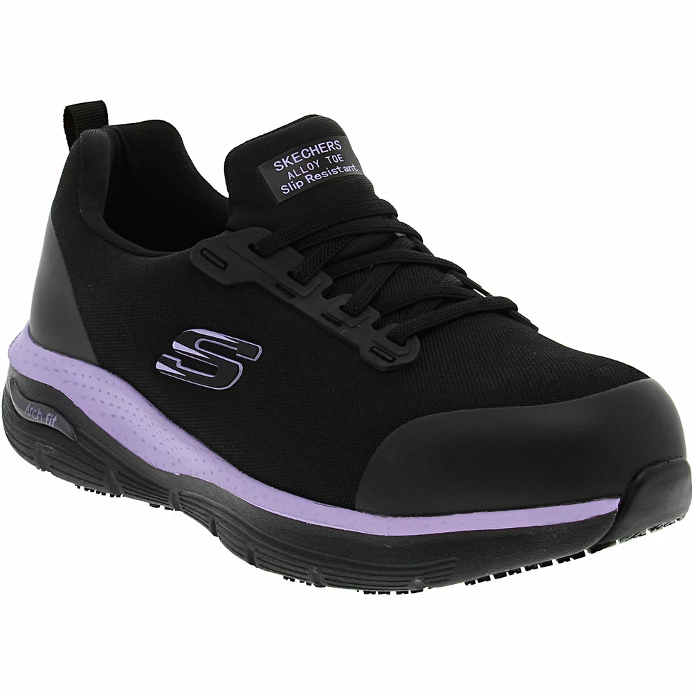 Skechers Work Arch Fit Evzan Safety Toe Work Shoes - Womens Black Purple - Image 2