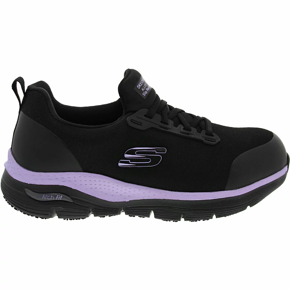 Skechers Work Arch Fit Evzan Safety Toe Work Shoes - Womens Black Purple