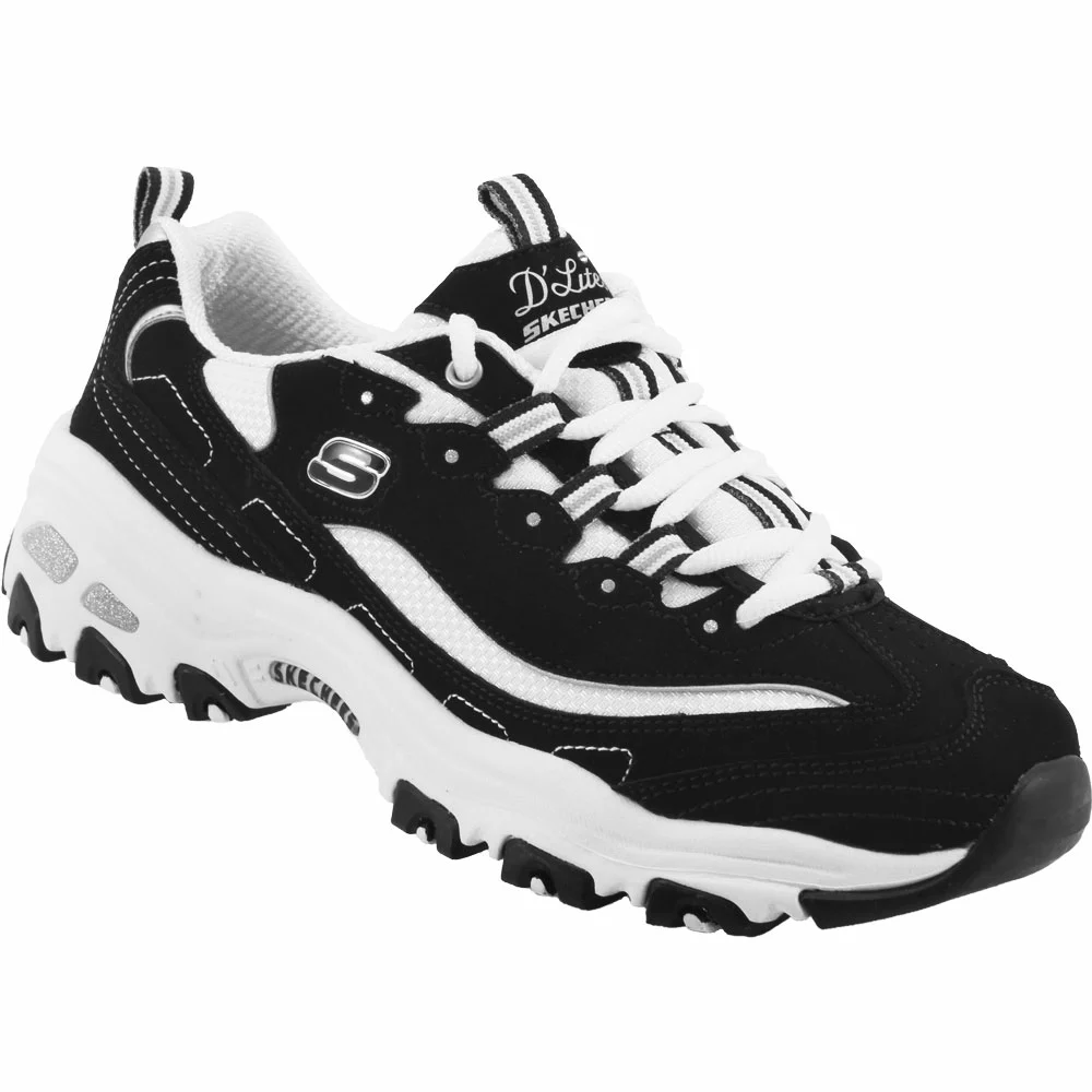 Skechers Dlites Biggest Fan Running Shoes - Womens Black White - Image 2