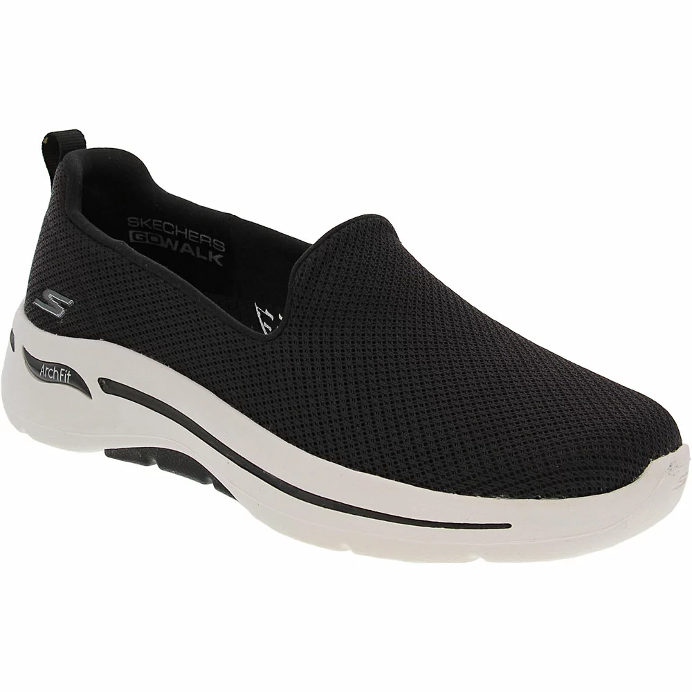 Skechers Go Walk Arch Fit Grate Walking Shoes - Womens Black White - Image 2