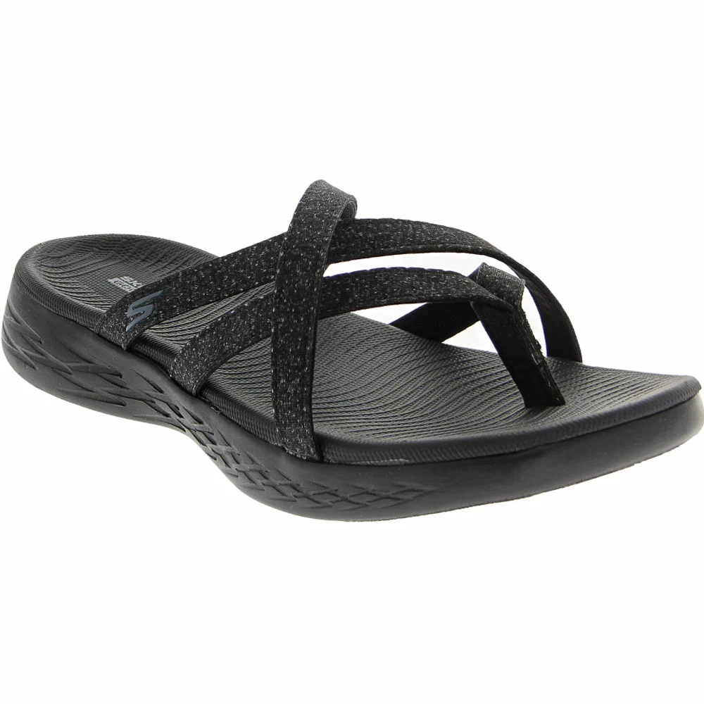 Skechers On The Go 600 Dainty Slide Sandals - Womens Black Grey - Image 2