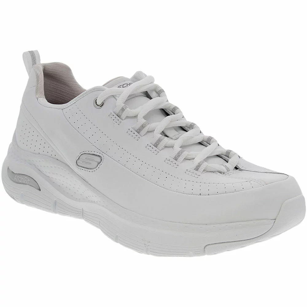 Skechers Arch Fit Citi Drive Lifestyle Shoes - Womens White Silver - Image 2