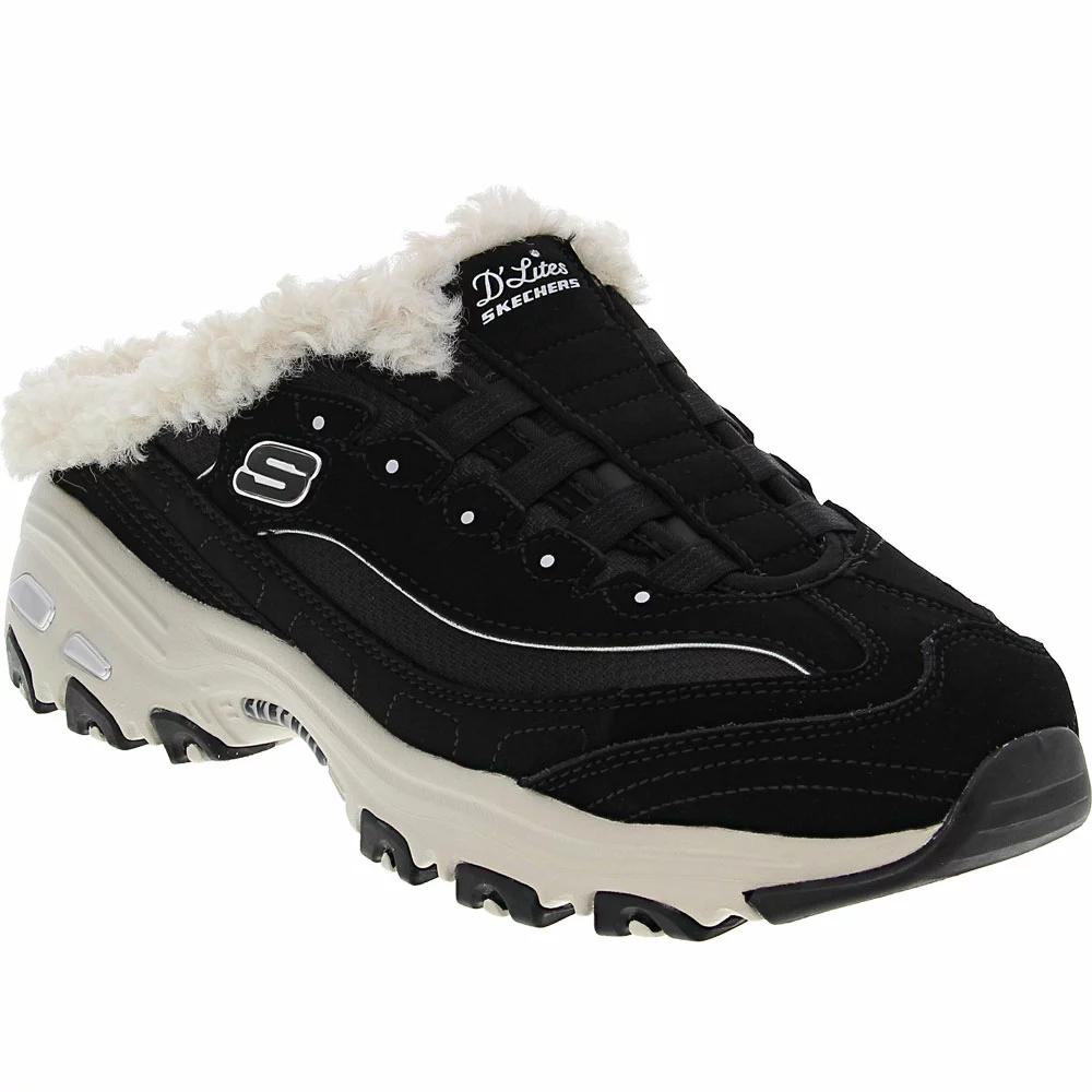 Skechers D Lites Lifestyle Shoes - Womens Black White - Image 2