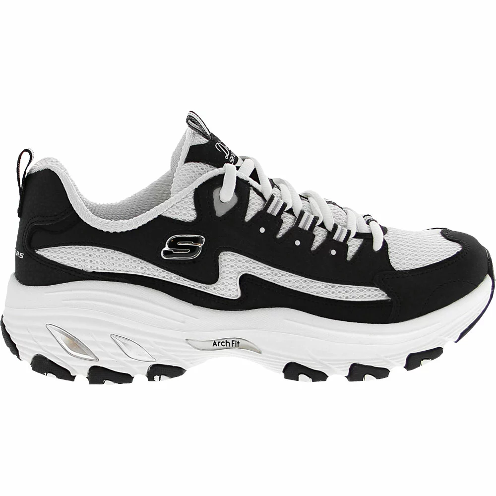 Skechers D'Lites Arch Fit Better Me Womens Lifestyle Shoes Black White