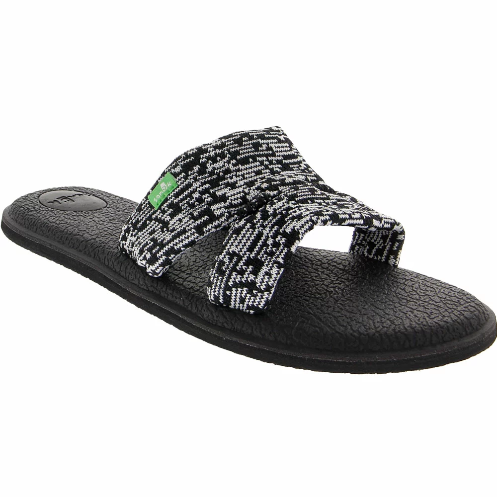Sanuk Yoga Mat Capri Knit Flip Flops - Womens Black Multi Knit - Image 2