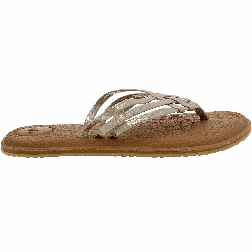 Sanuk Yoga Salty Shimmer Met Flip Flops - Womens Silver