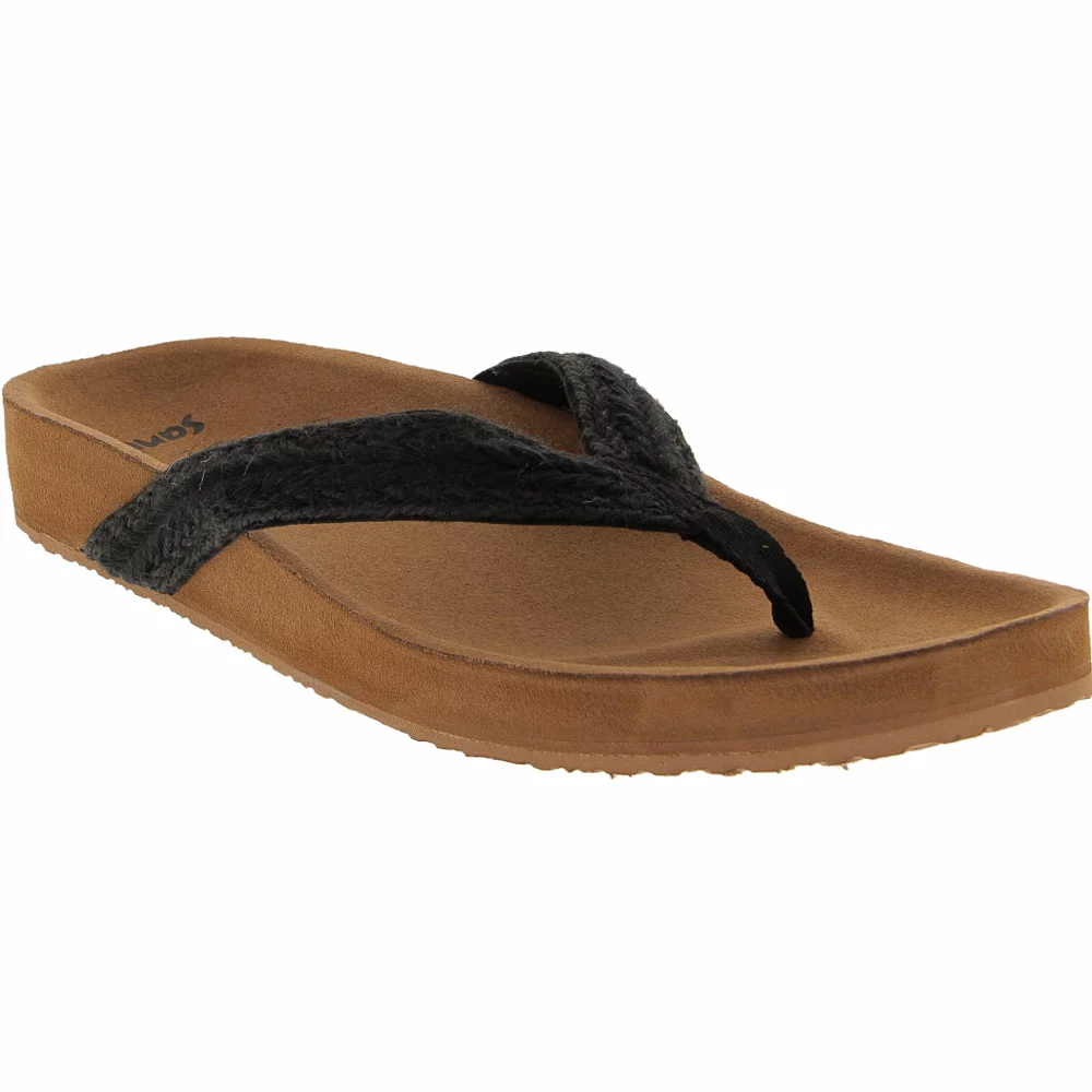 Sanuk She Loungy Hemp Flip Flops - Womens Black - Image 2