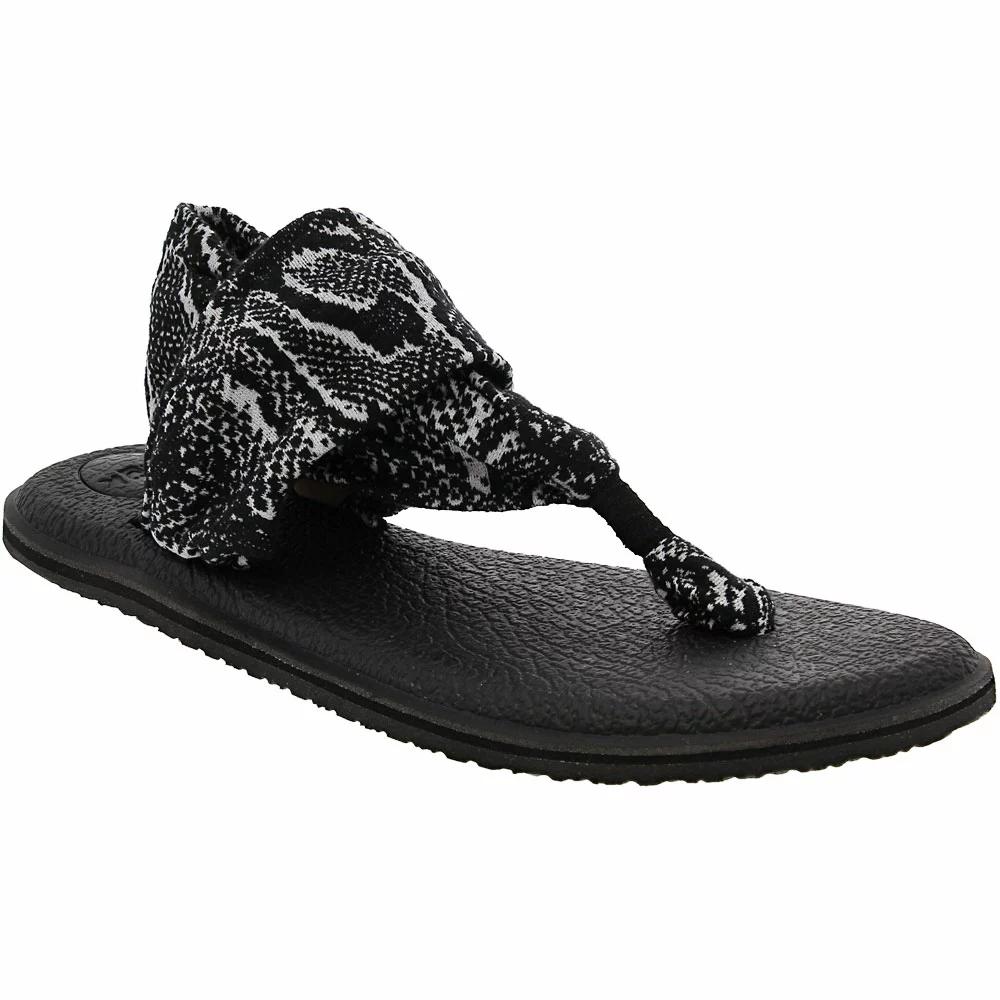Sanuk Yoga Sling 2 Snake Flip Flops - Womens Black White - Image 2