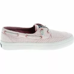 Sperry Crest Boat Seersucker Boat Shoes - Womens Coral White
