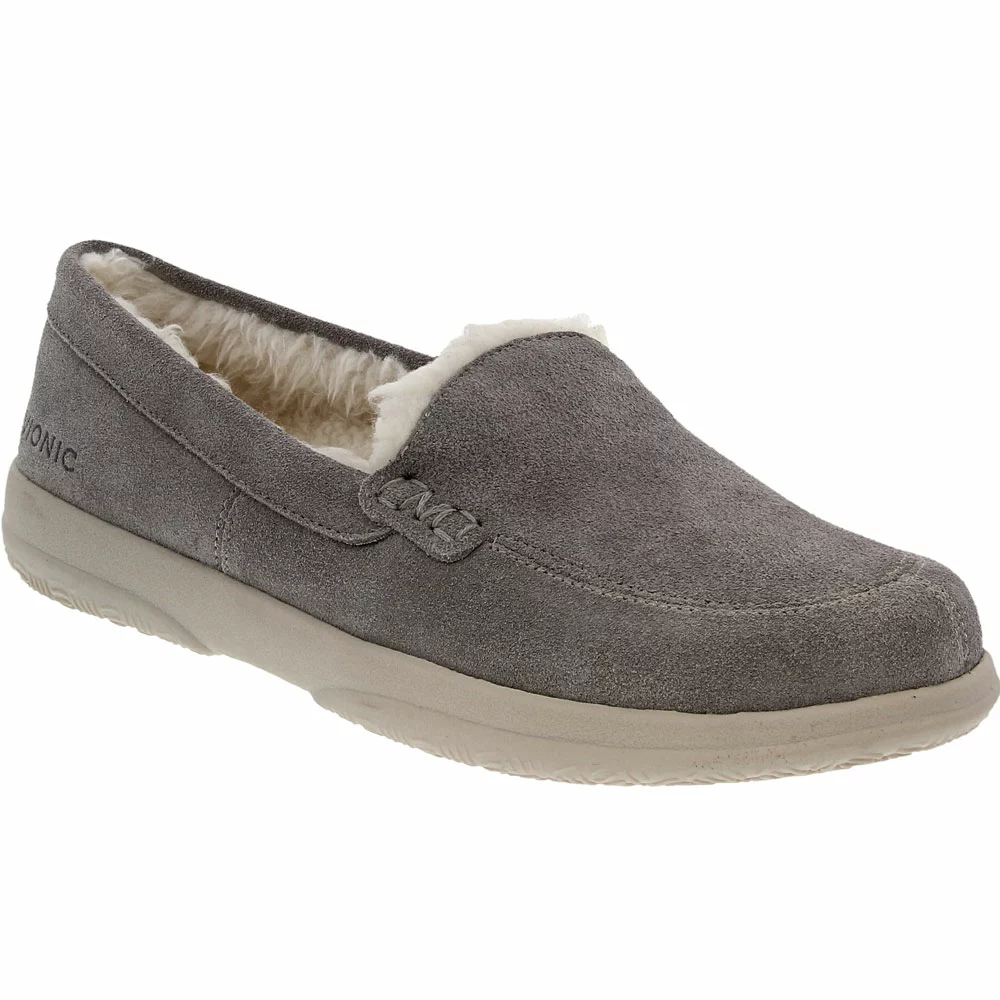 Vionic Cedar Lynez Suede Slippers - Womens Grey - Image 2