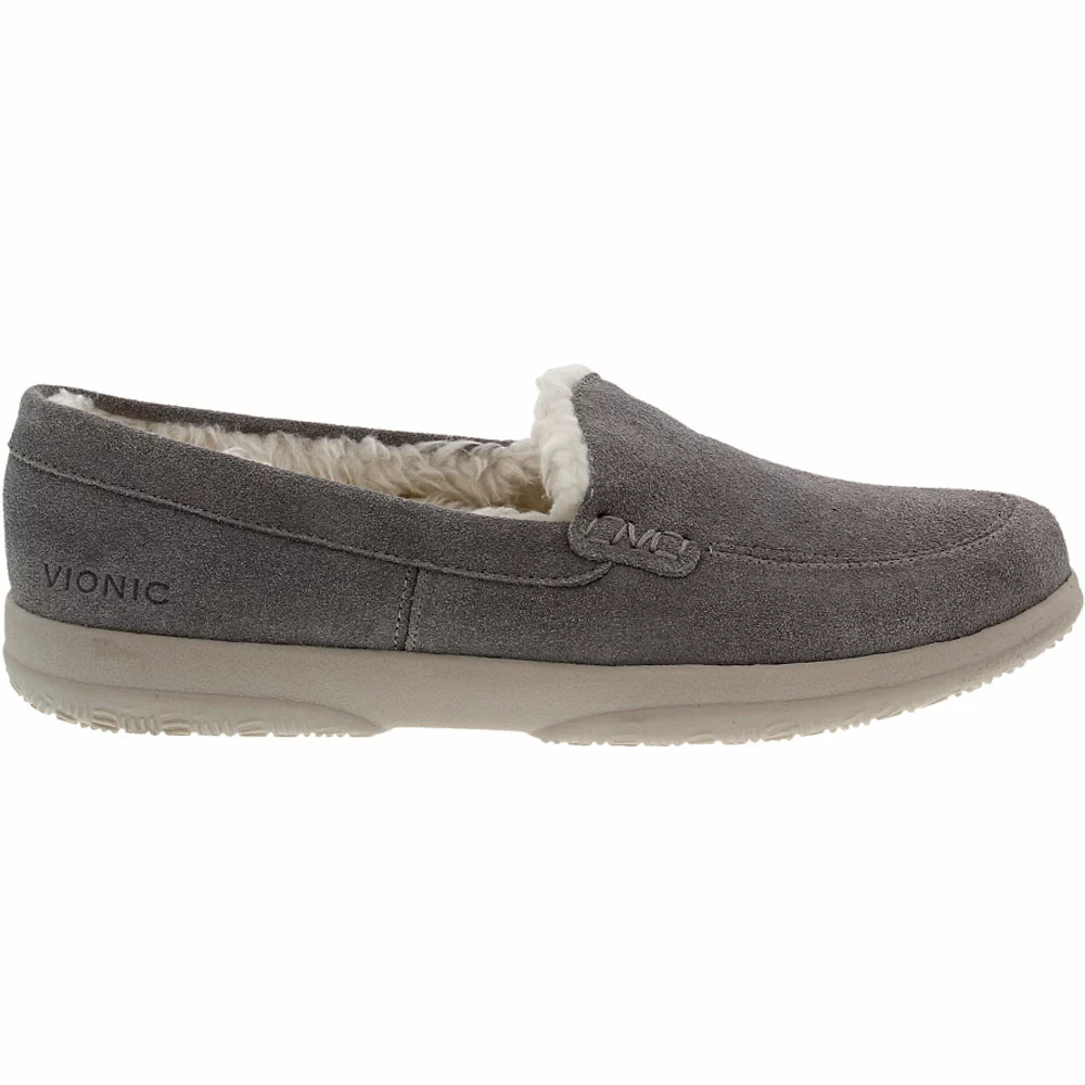 Vionic Cedar Lynez Suede Slippers - Womens Grey